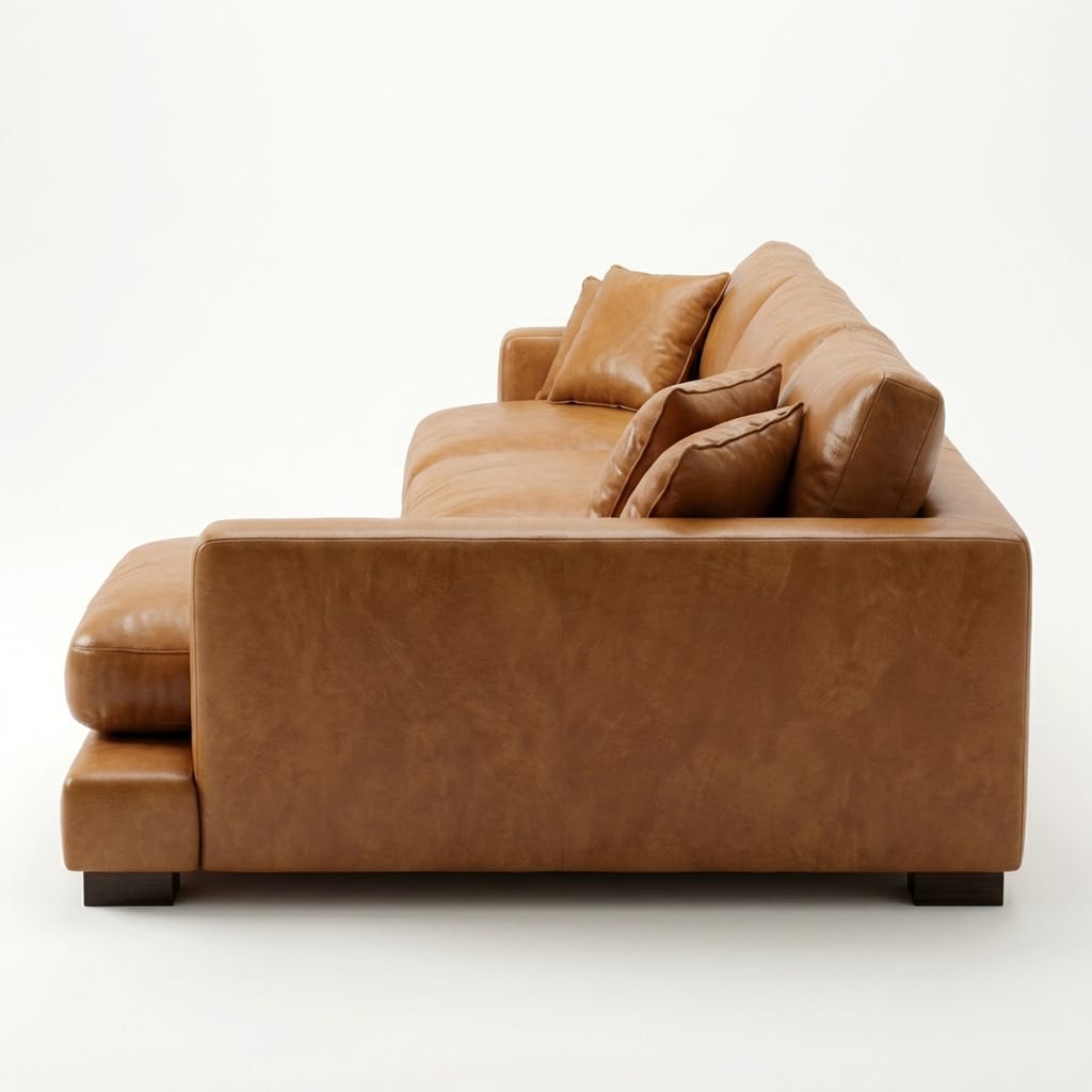 Cloud Chaise Lounge Tan Leather - Detail View