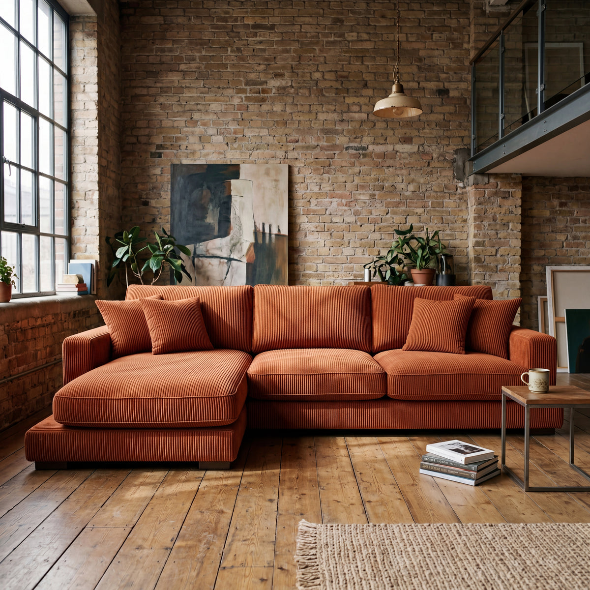 City Chaise Lounge Burnt Orange Corduroy — Lifestyle