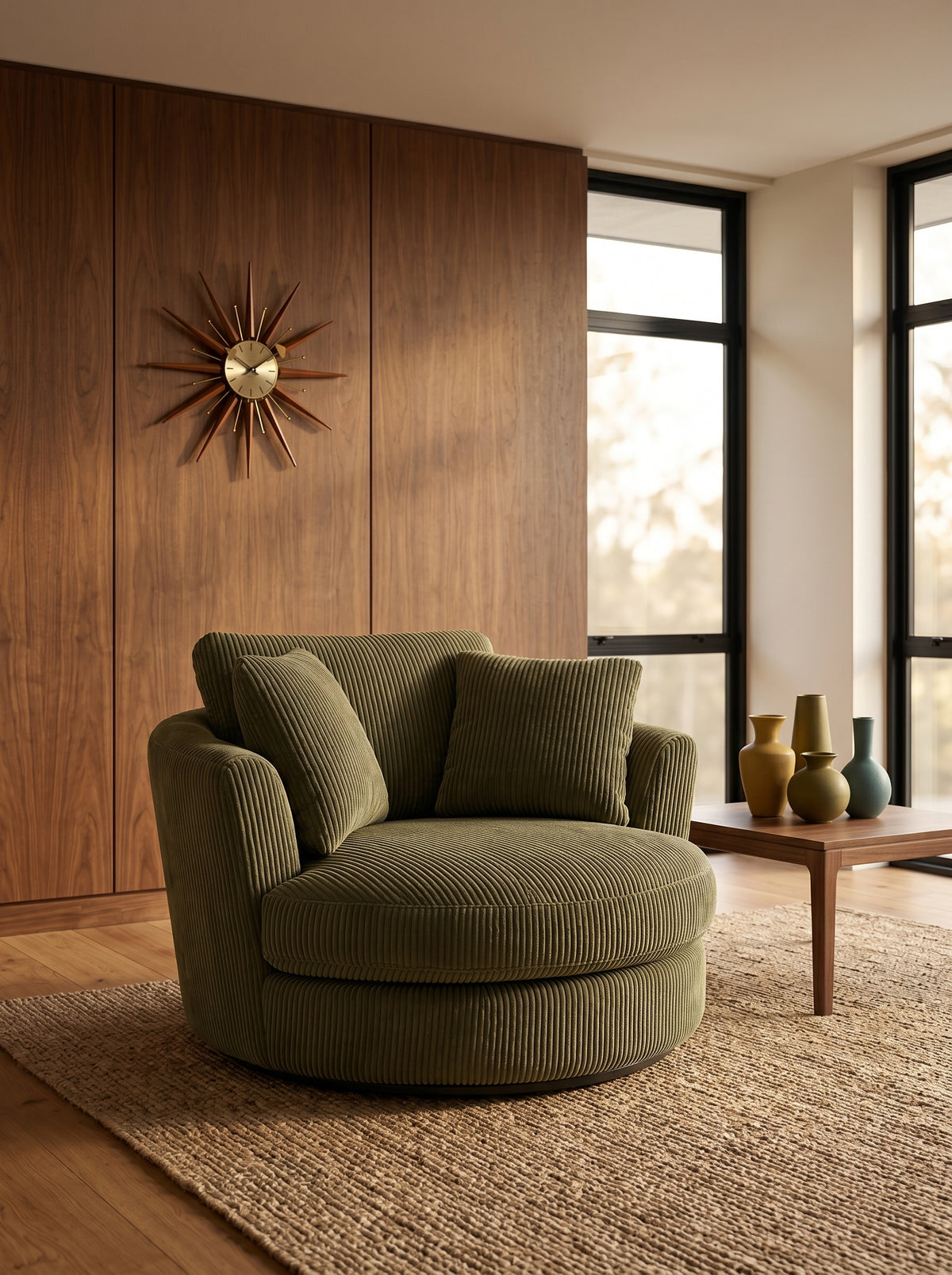 Cuddle Swivel Chair - Olive Green