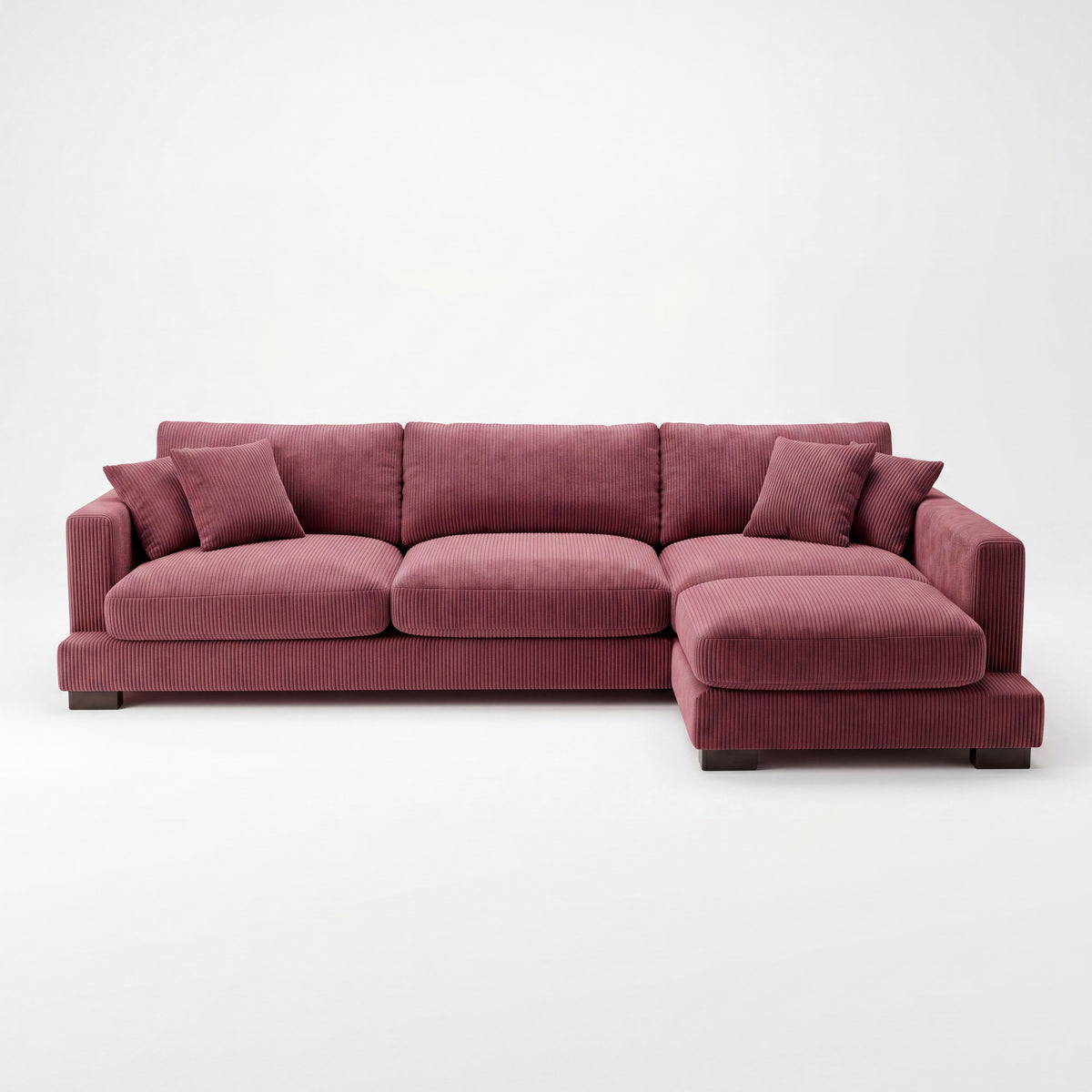 Cloud Chaise Lounge Burgundy Corduroy - Front View