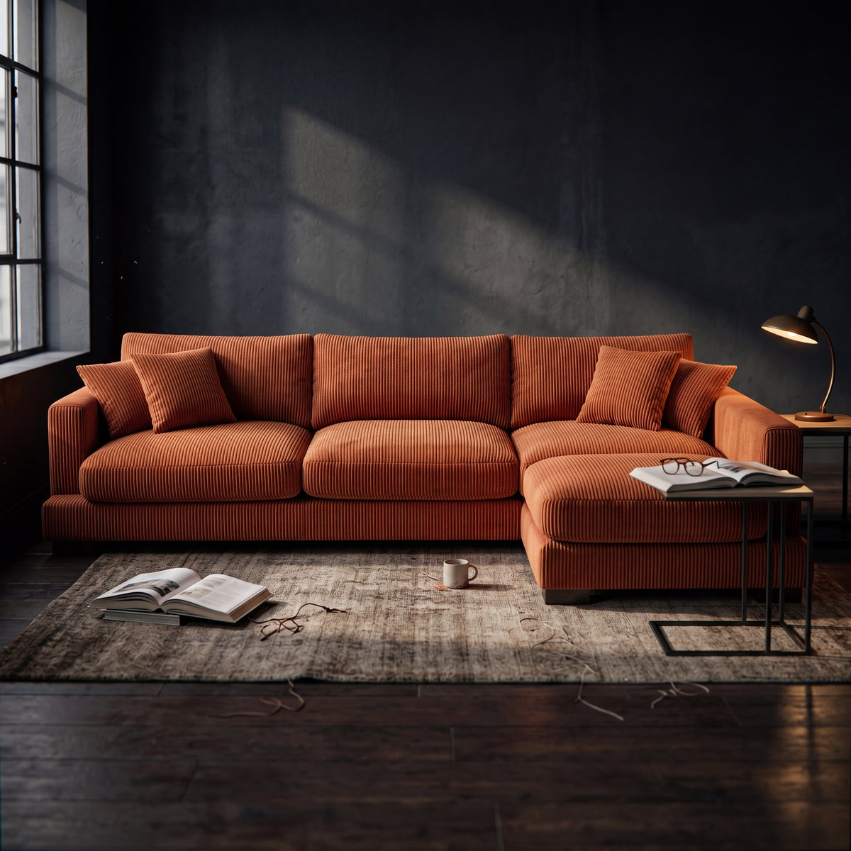 Cloud Chaise Lounge Burnt Orange Corduroy - Alternate Angle