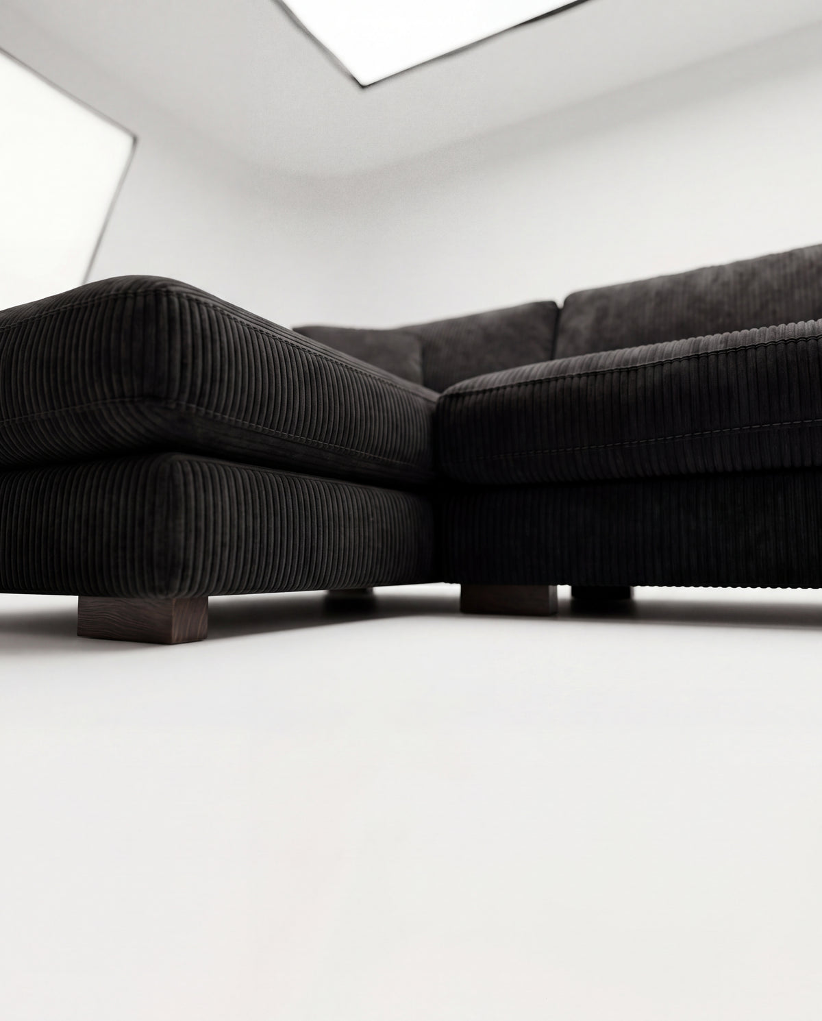 City Chaise Lounge - Bagira Black Corduroy - View 1 | Vibe Sofas Australia