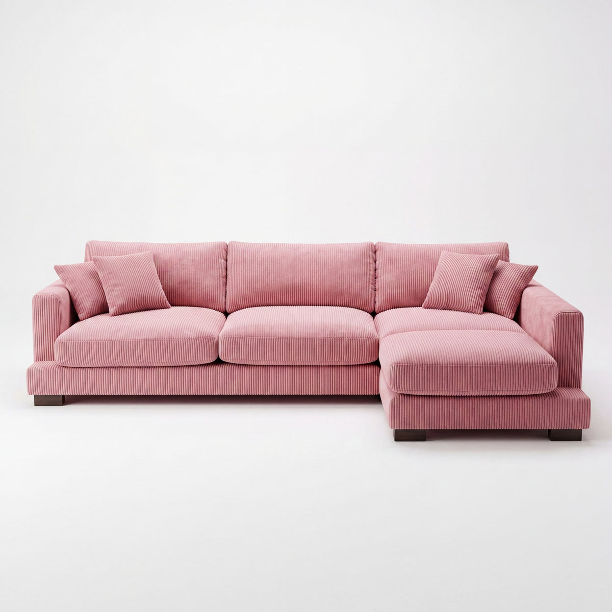 Cloud Chaise Lounge Rose Pink Corduroy - Front View