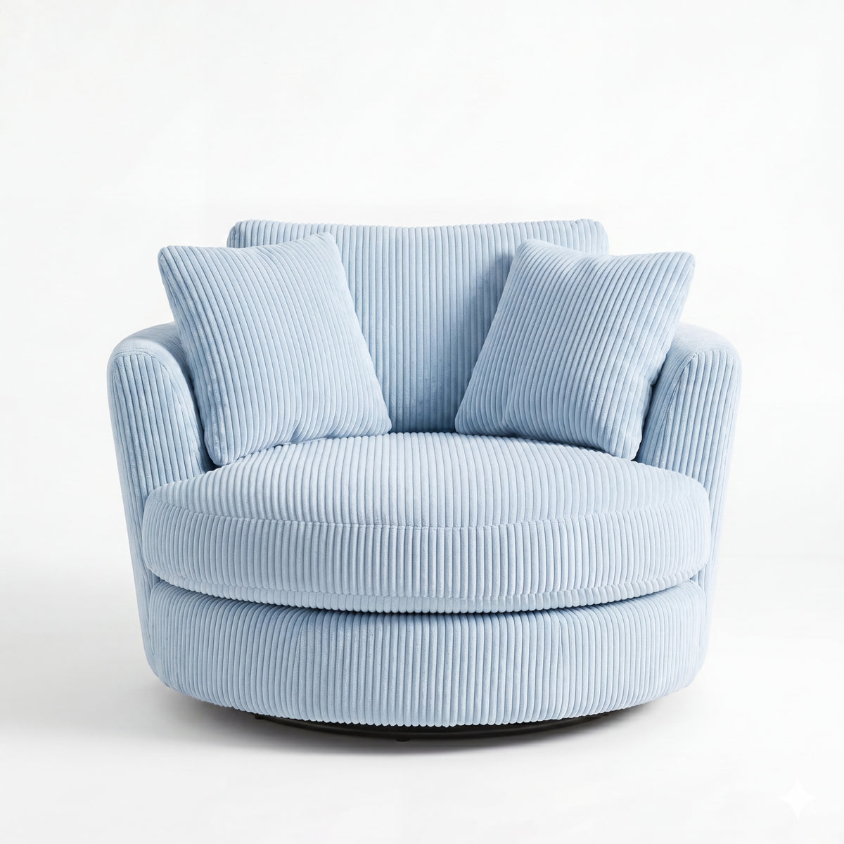 Cuddle Swivel Chair - Baby Blue - Front View | Vibe Sofas Australia