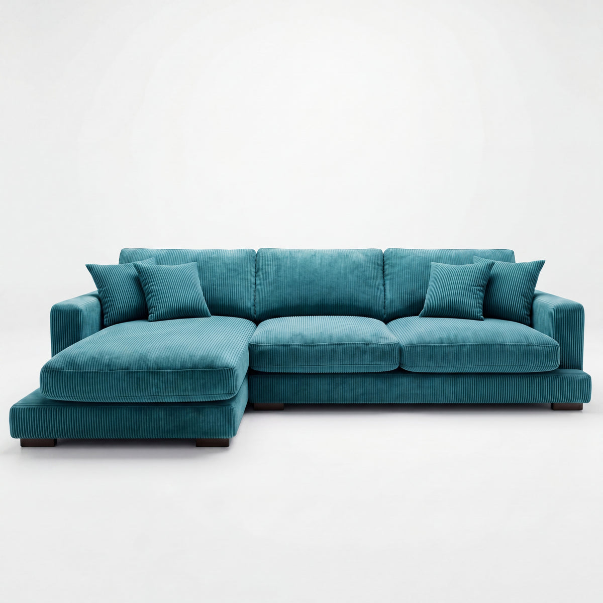 City Chaise Lounge Aqua Corduroy - Front View | Vibe Sofas Australia