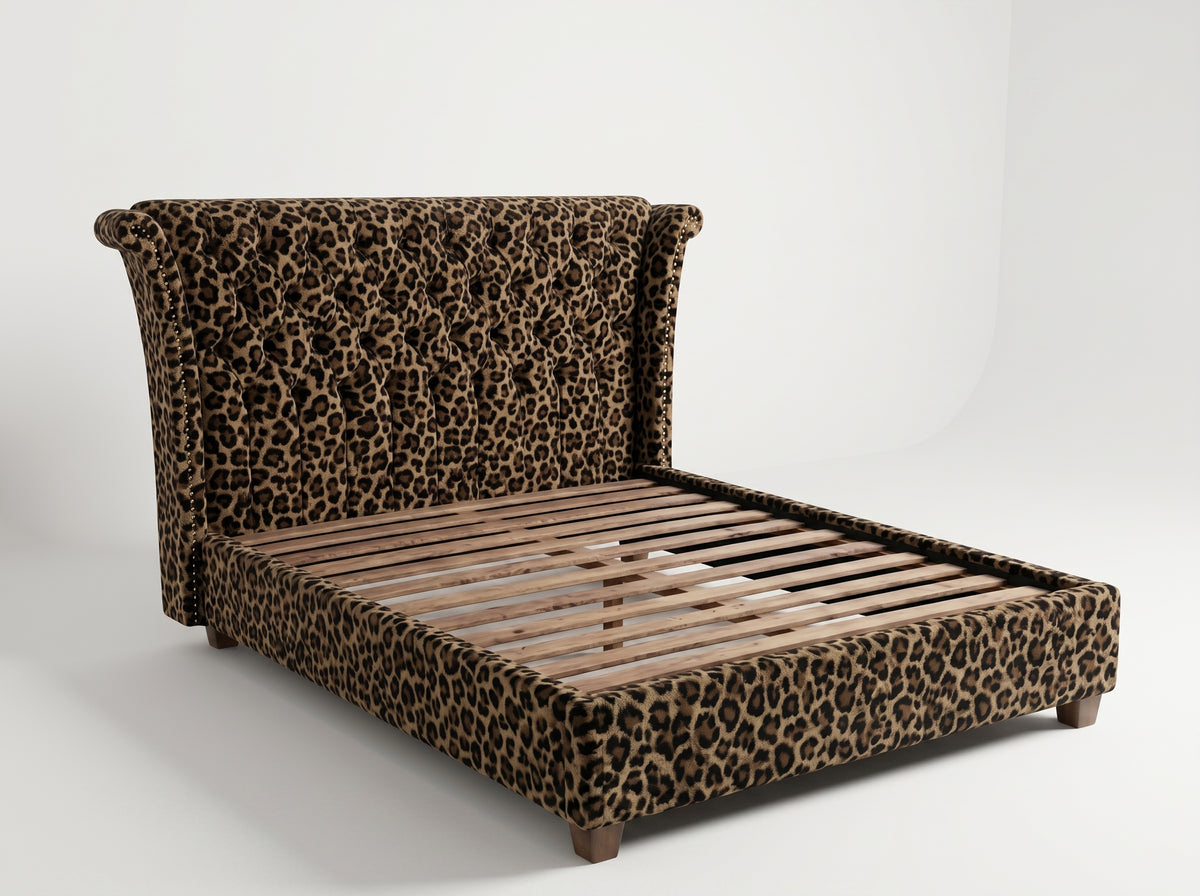Escala Bedframe - Leopard Print - Front View | Vibe Sofas Australia