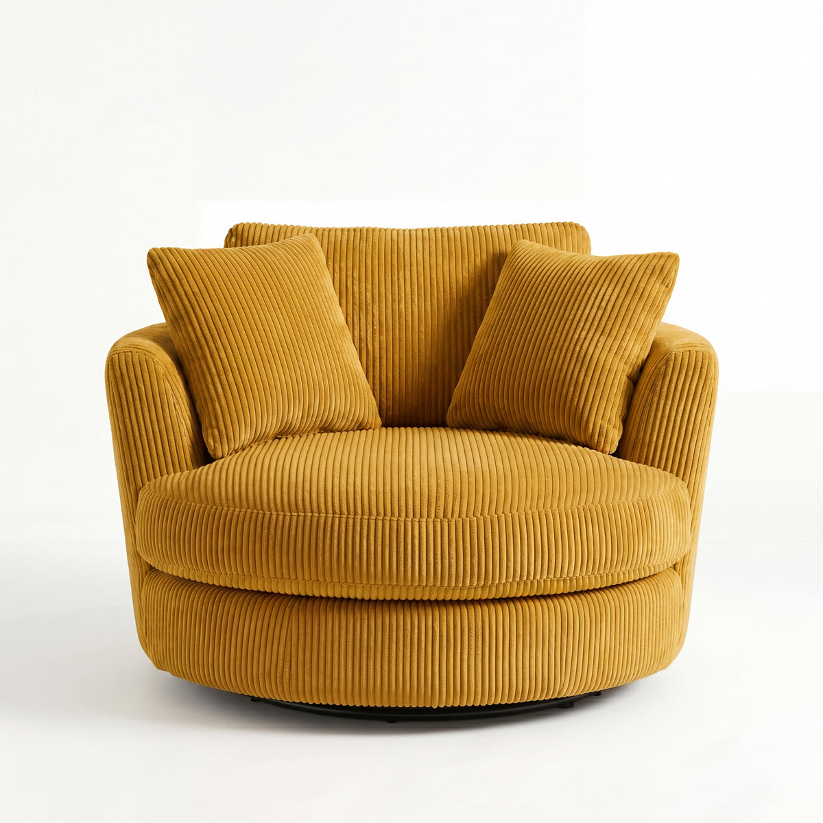 Cuddle Swivel Chair - Mustard - Front View | Vibe Sofas Australia