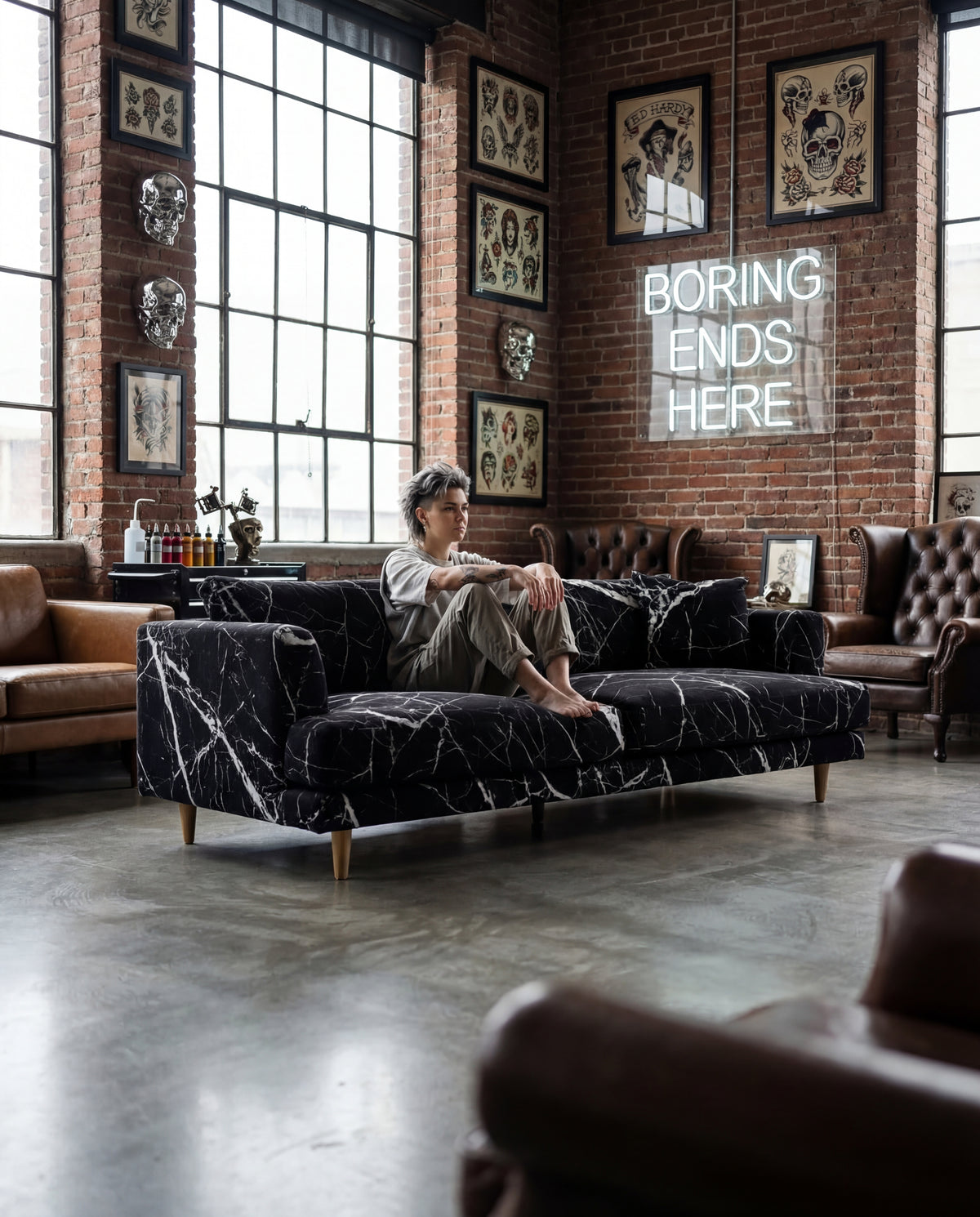 Lightning Black Marble - View 3 | Vibe Sofas Australia