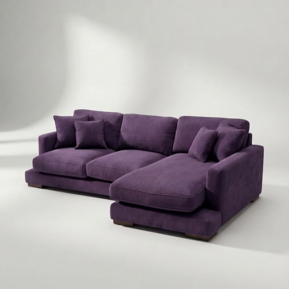 City Chaise Lounge Purple Corduroy - Alternative Angle | Vibe Sofas