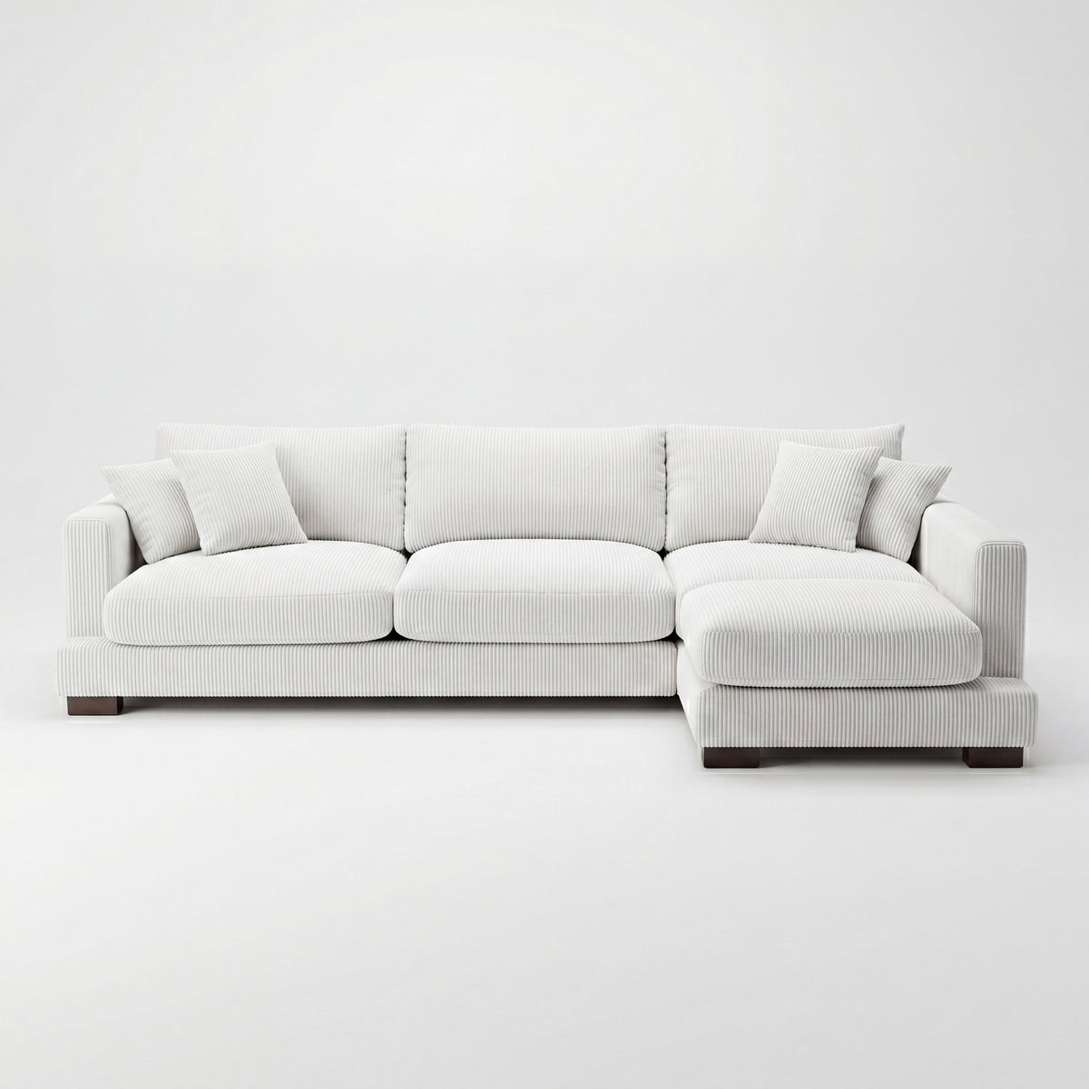 Cloud Chaise Lounge White Corduroy - Front View