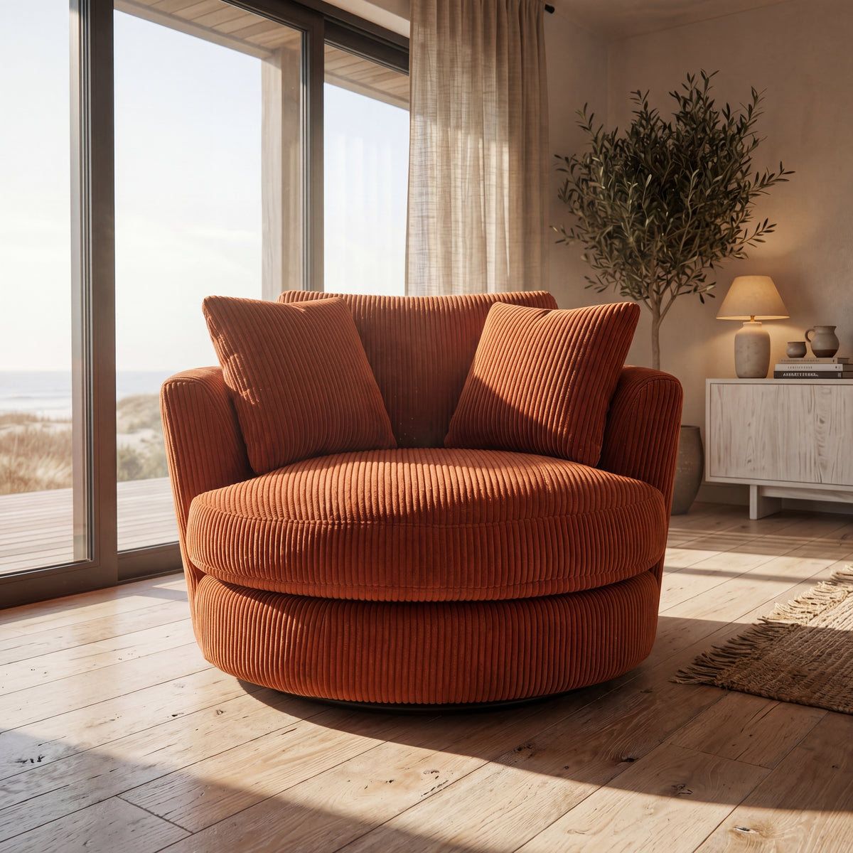 Cuddle Swivel Chair - Burnt Orange — Lifestyle