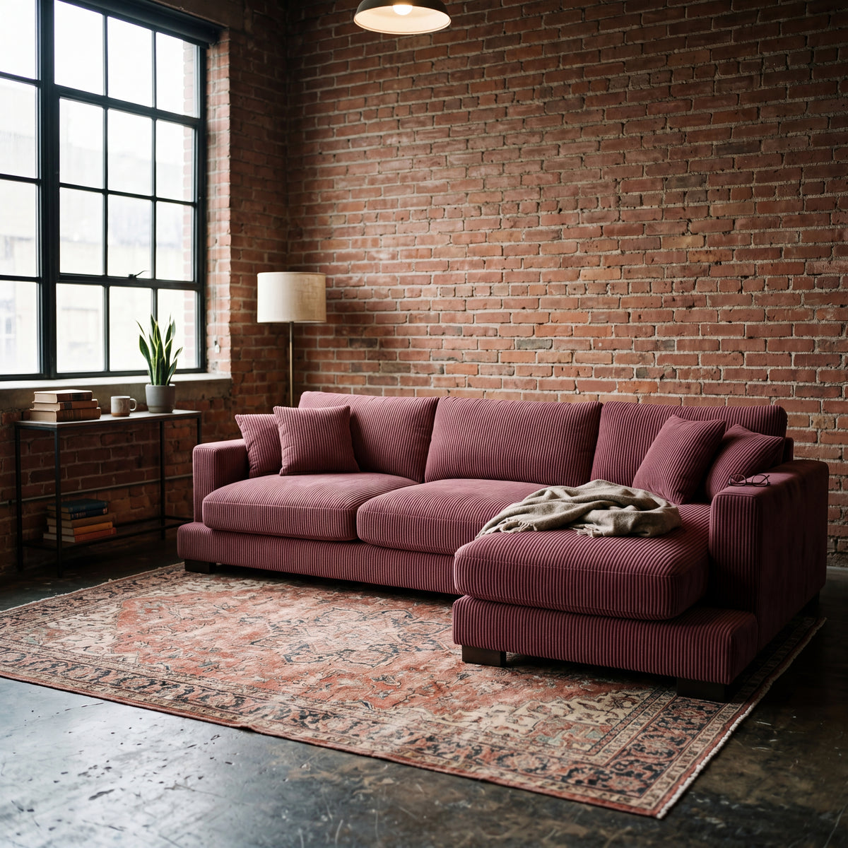 Cloud Chaise Lounge Burgundy Corduroy - Alternate Angle
