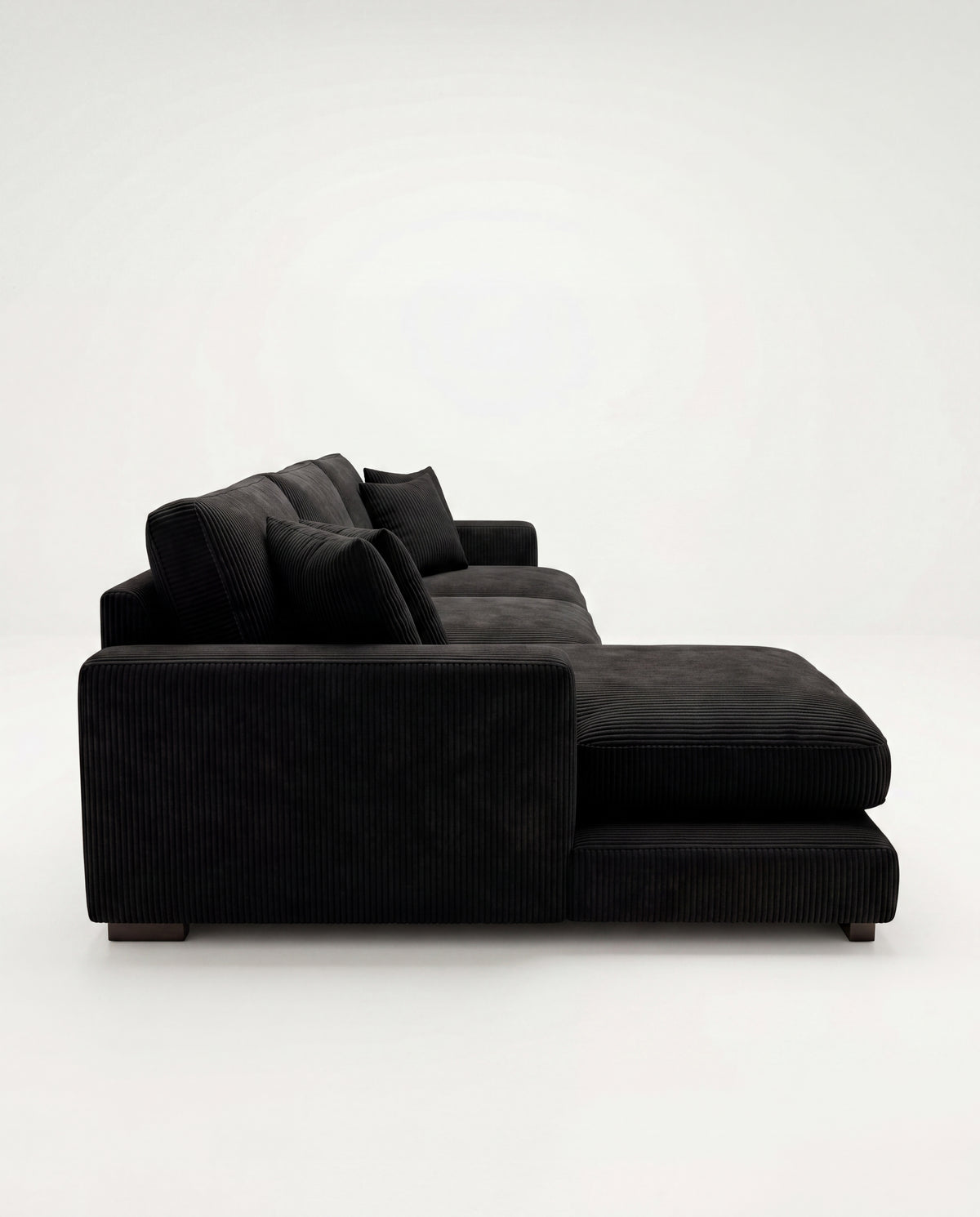 City Chaise Lounge - Bagira Black Corduroy - Lifestyle Setting | Vibe Sofas