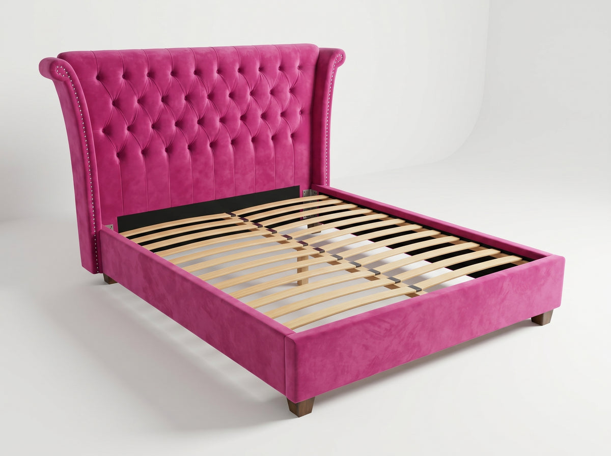 Escala Bedframe - Barbie Pink - Front View | Vibe Sofas Australia