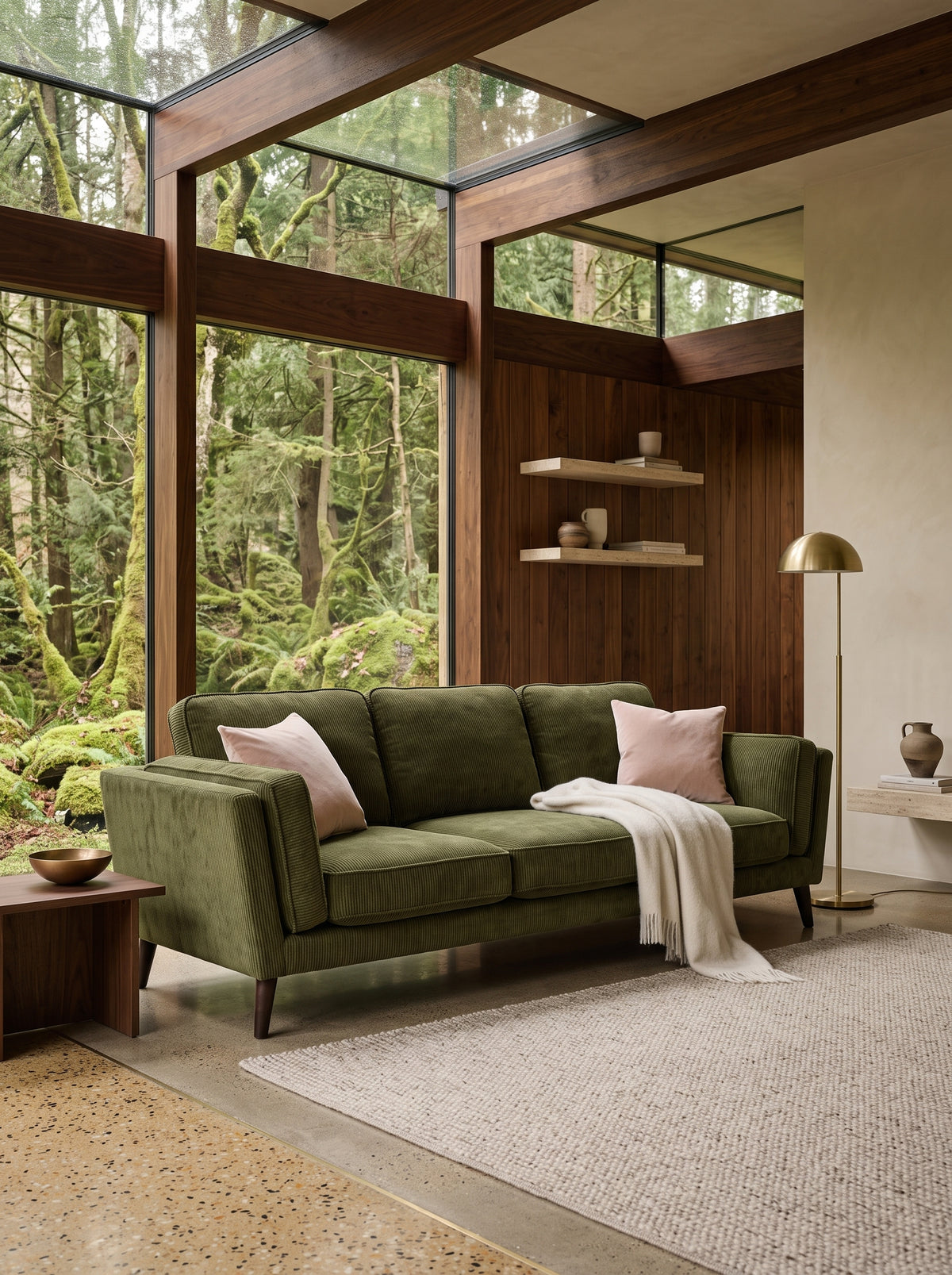 Monroe Sofa - Olive Green Corduroy — Lifestyle