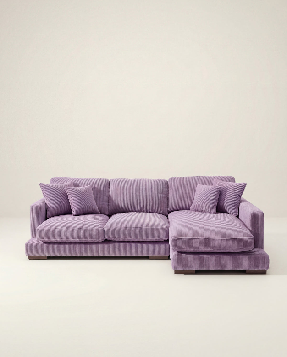 City Chaise Lounge Lilac Corduroy - Front View | Vibe Sofas Australia