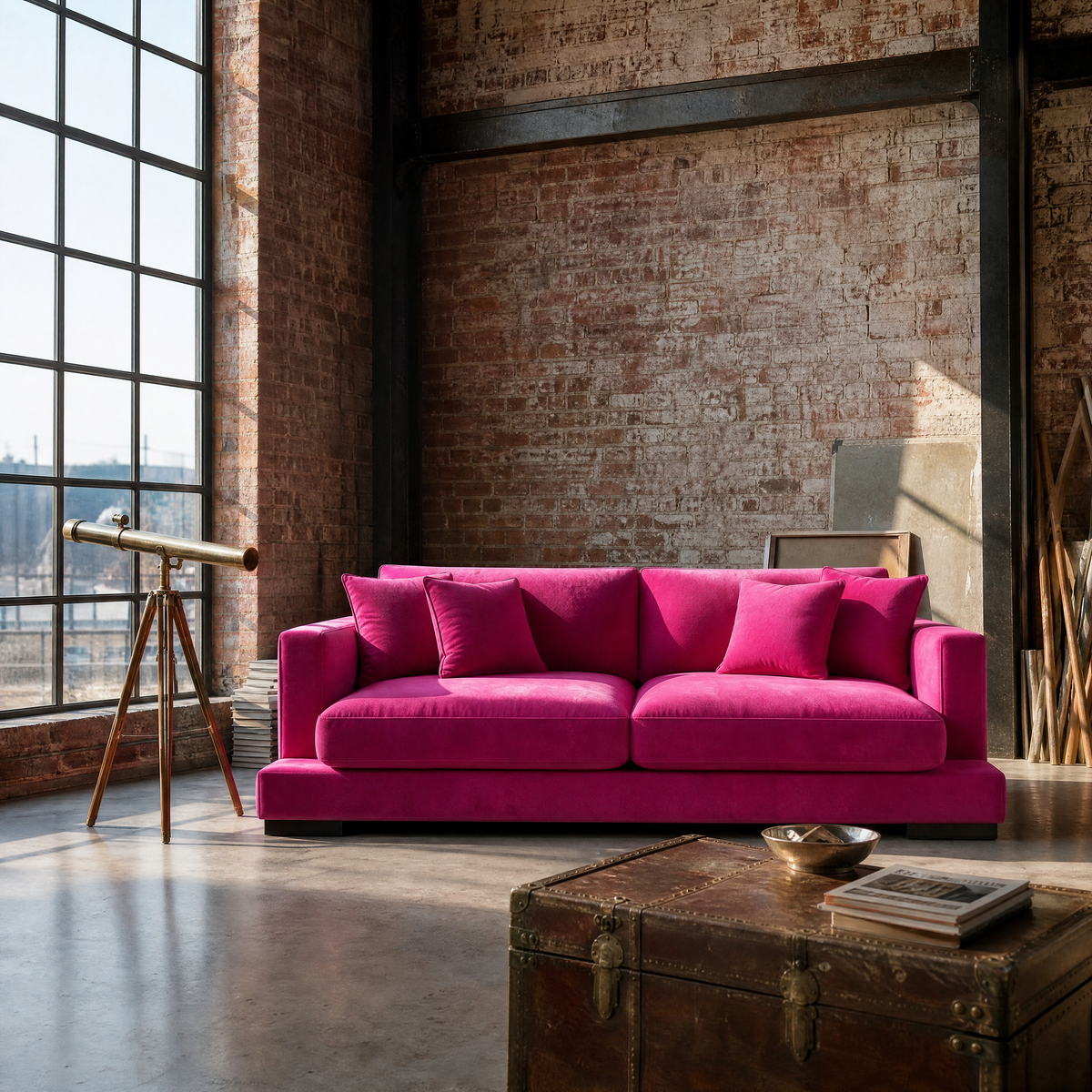 Cloud Sofa Barbie Pink — Lifestyle Setting 2 | Fabric | Vibe Sofas Australia