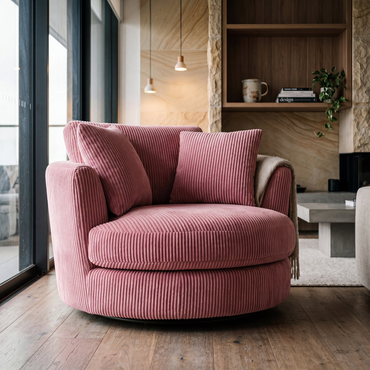 Cuddle Swivel Chair - Rose Pink