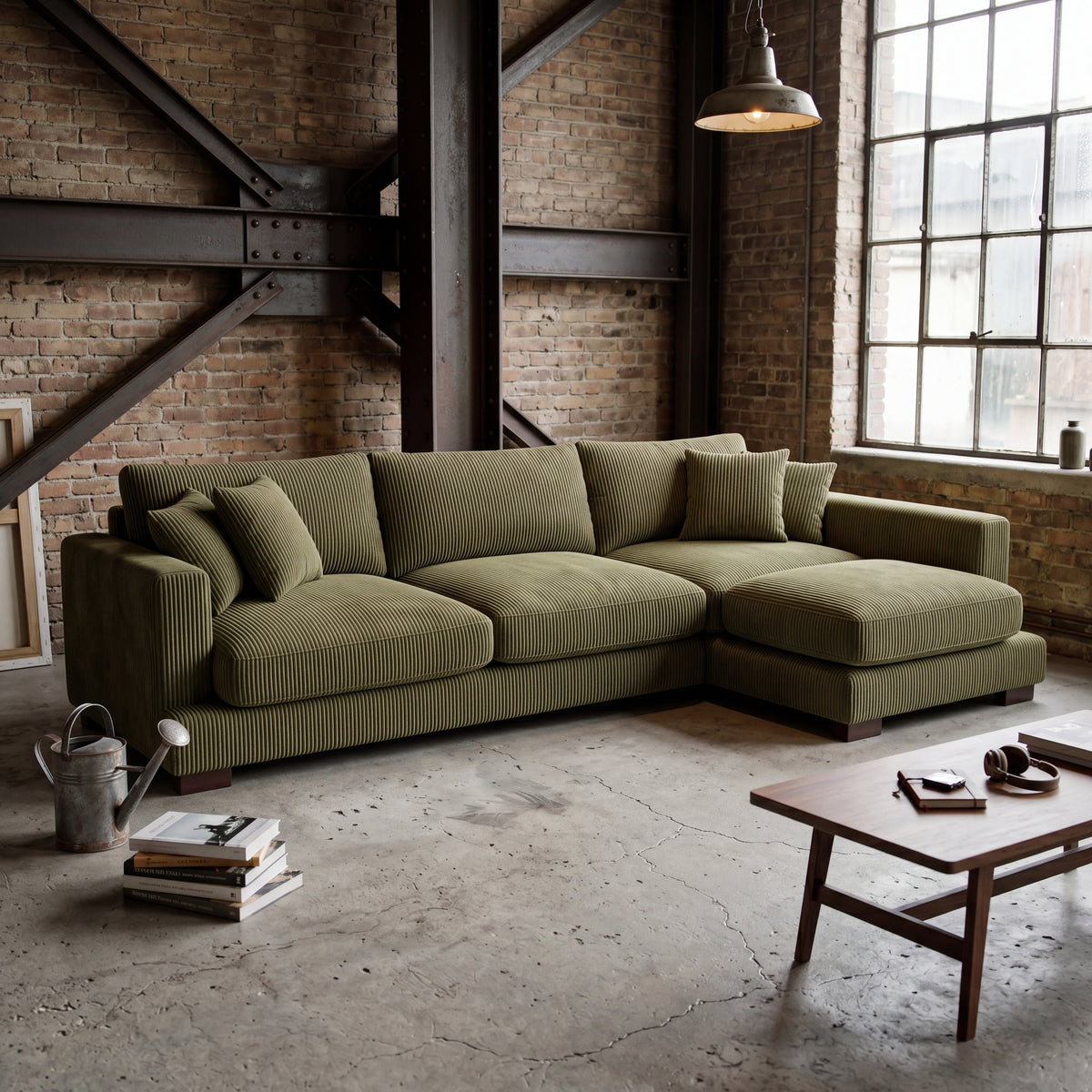 Cloud Chaise Lounge Olive Green Corduroy - Product Image 6