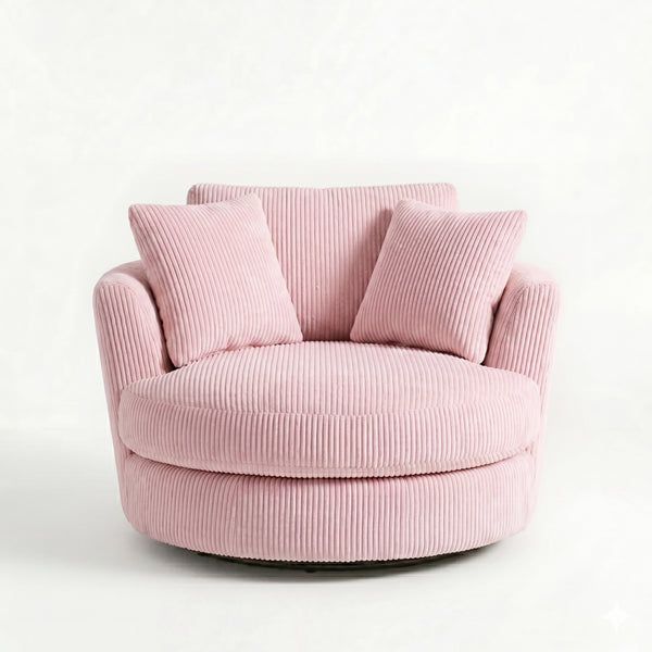 Cuddle Swivel Chair - Baby Pink - Front View | Vibe Sofas Australia