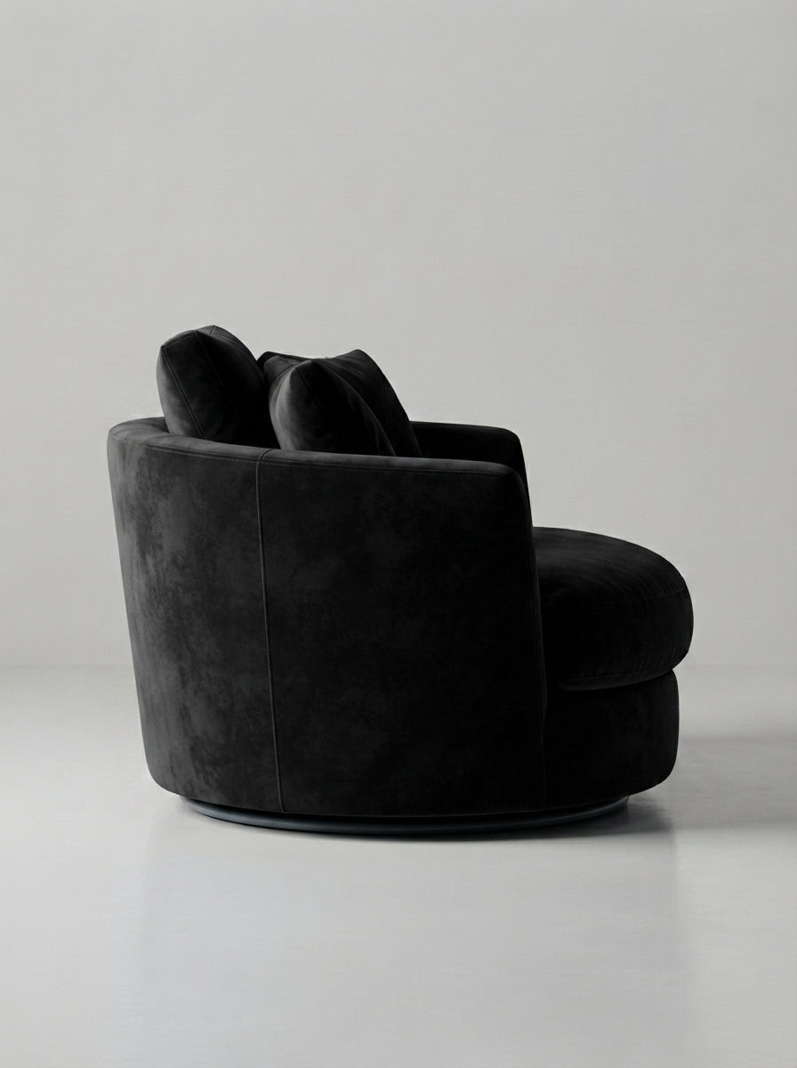 Cuddle Swivel Chair - Black Velvet
