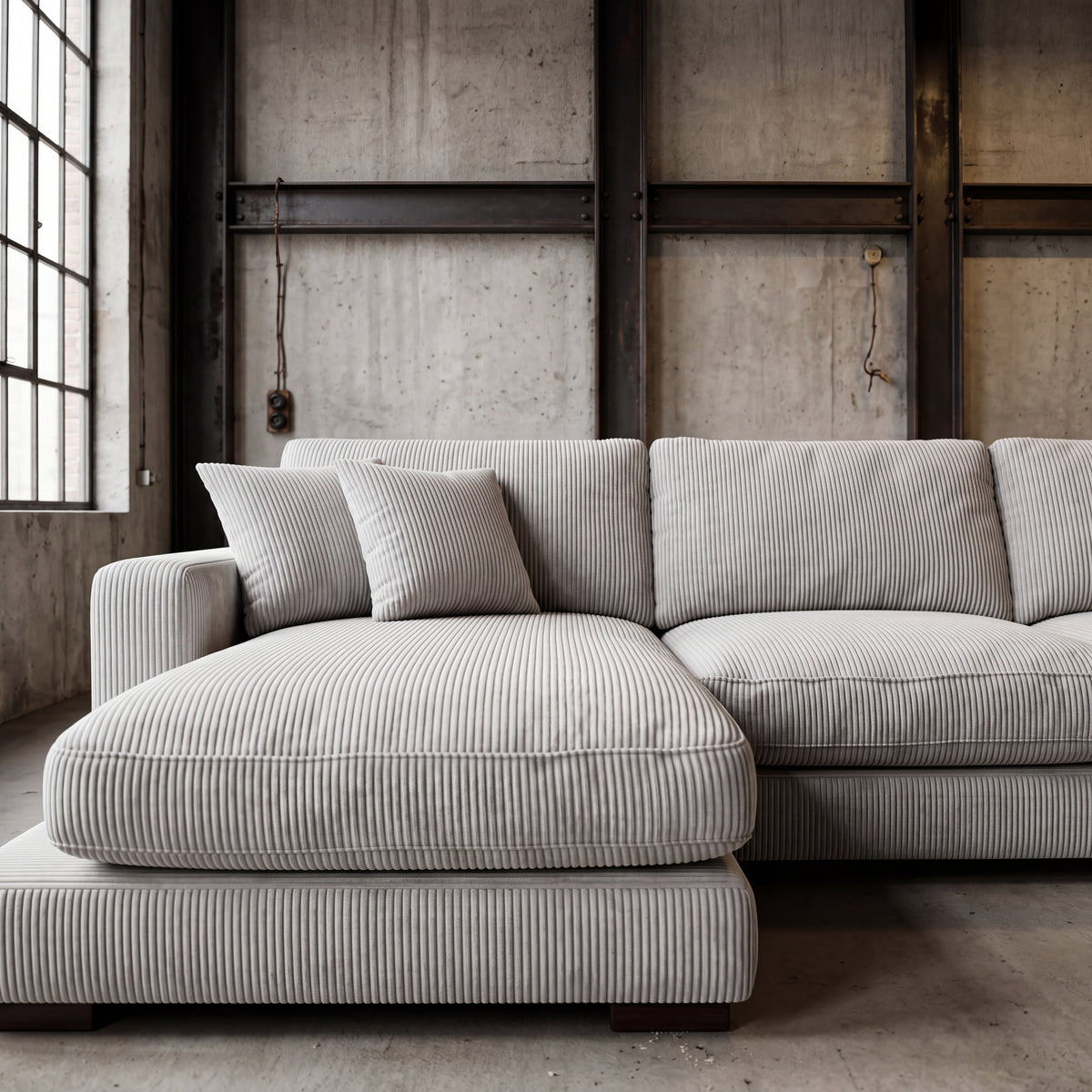 City Chaise Lounge White Corduroy - Alternative Angle | Vibe Sofas