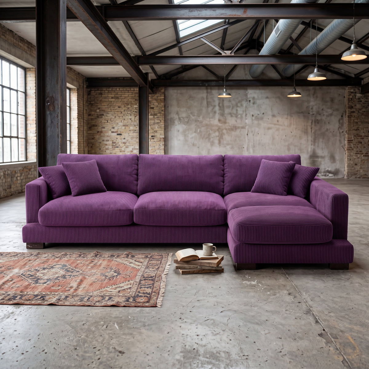 Cloud Chaise Lounge Purple Corduroy - Alternate Angle