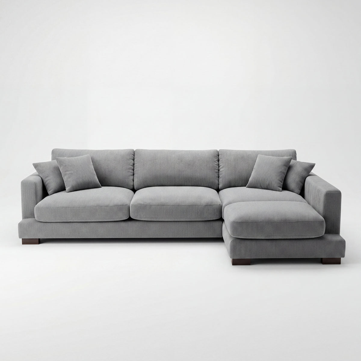 Cloud Chaise Lounge Grey Corduroy - Front View