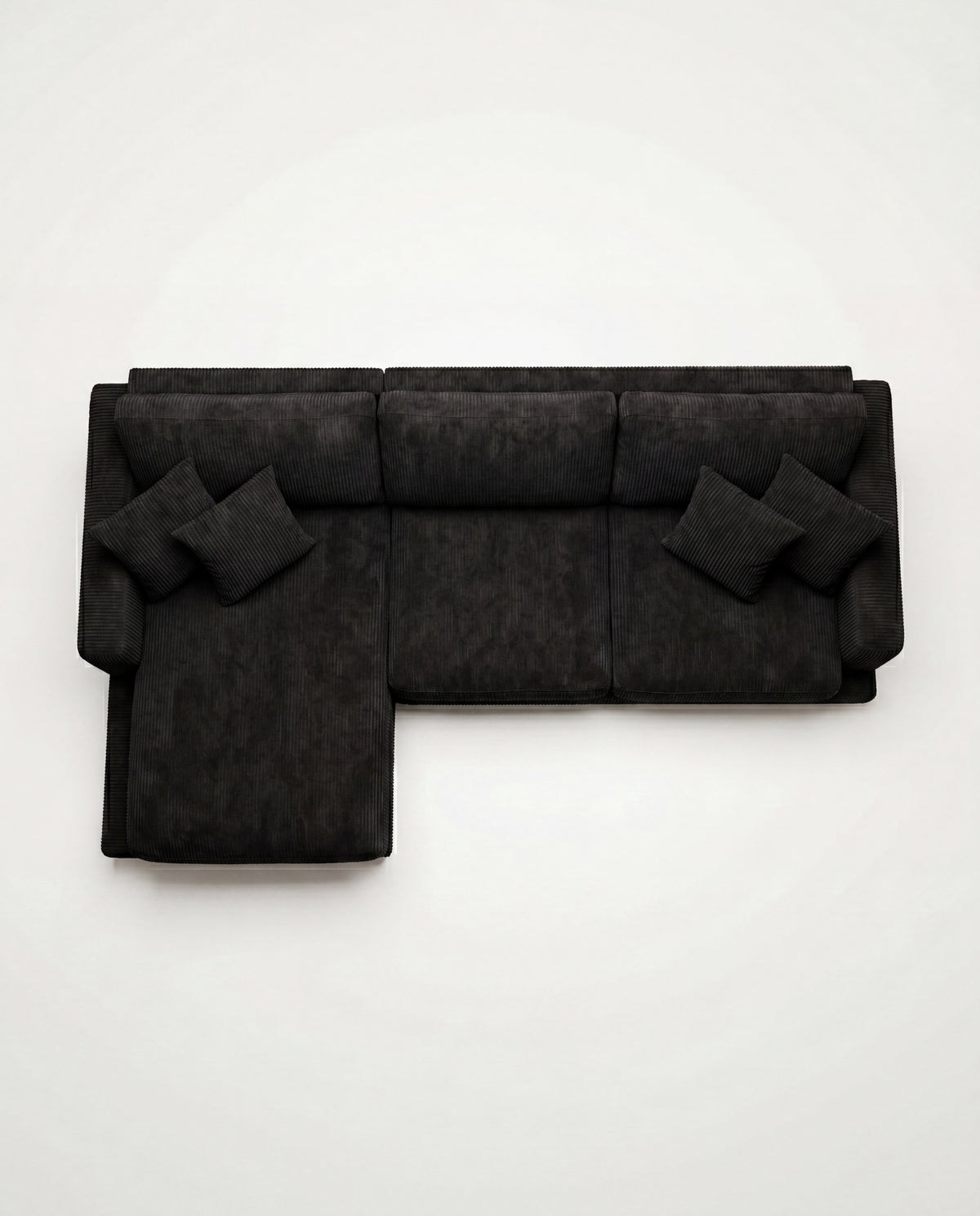 City Chaise Lounge - Bagira Black Corduroy - Room Setting | Vibe Sofas Australia