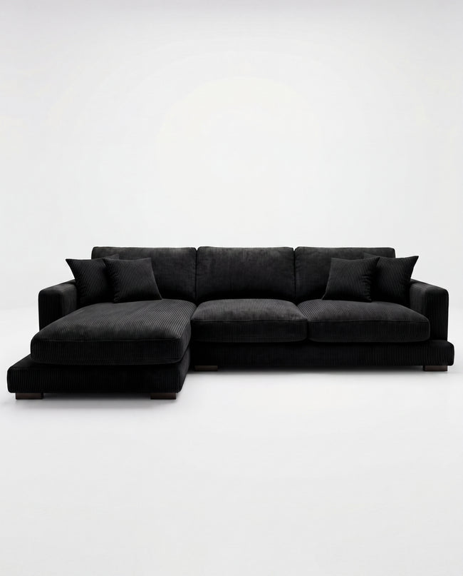 City Chaise Lounge - Bagira Black Corduroy Main Image
