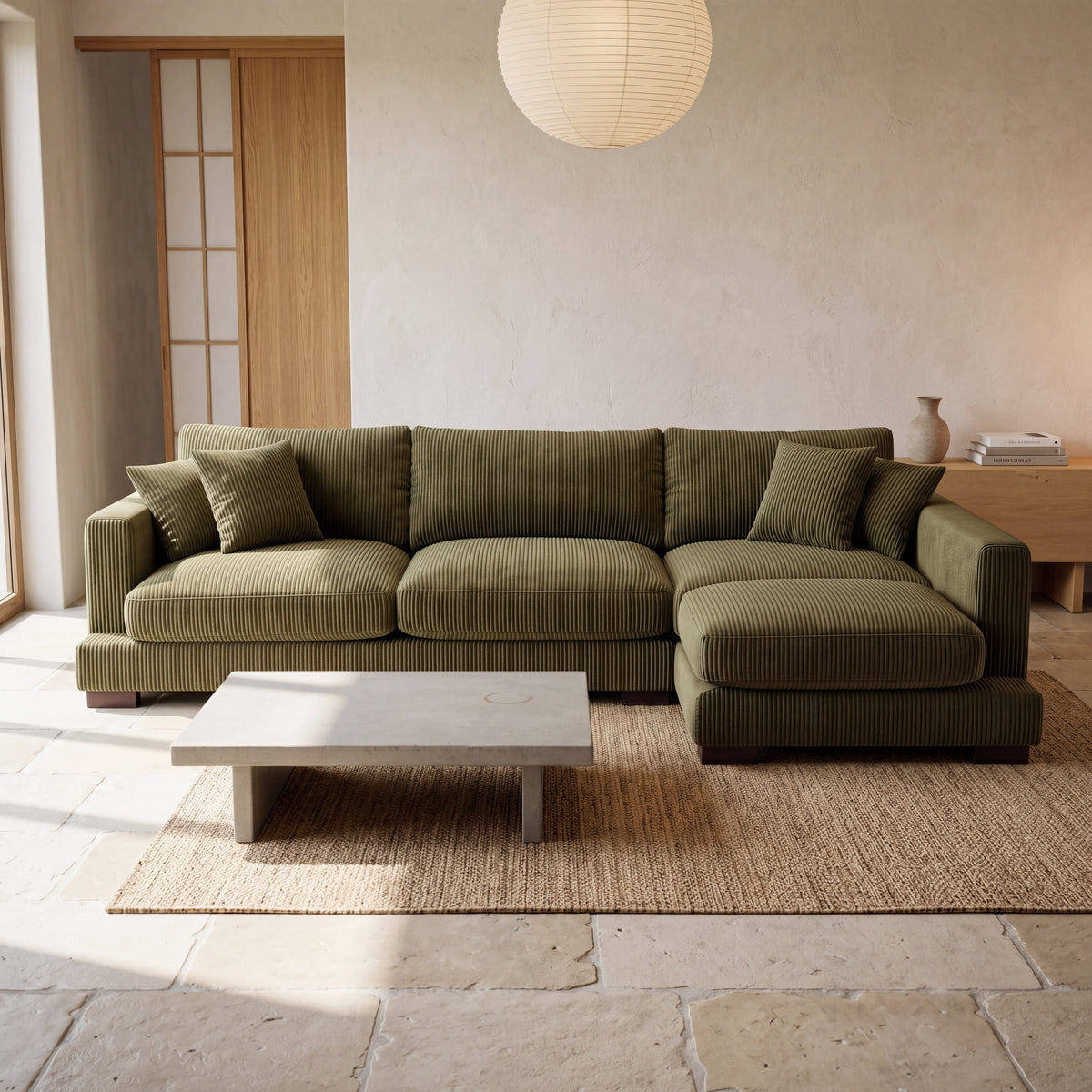 Cloud Chaise Lounge Olive Green Corduroy - Product Image 7