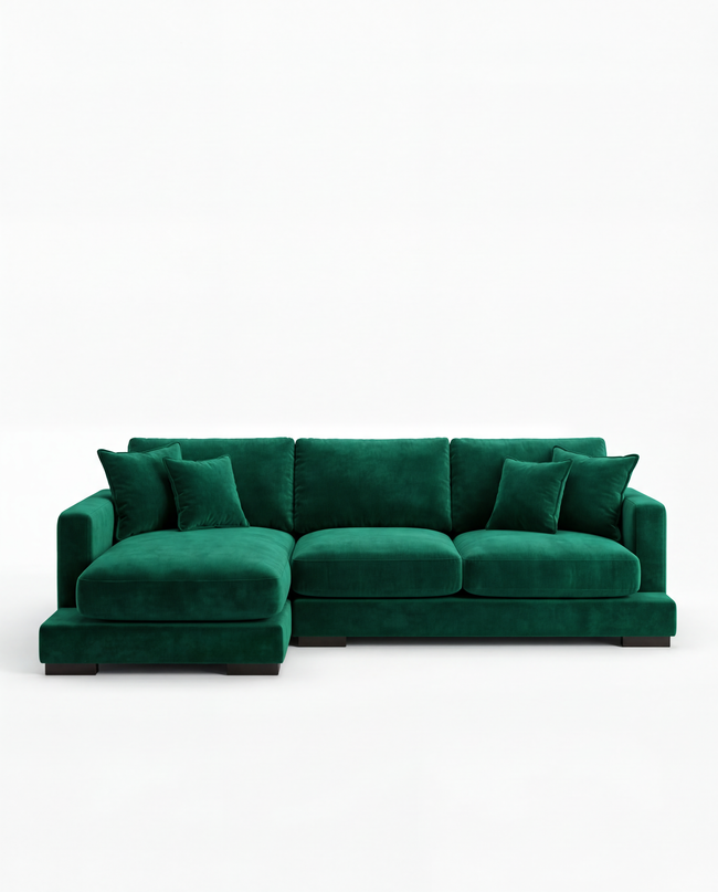 City Chaise Lounge Royal Green - Front View | Vibe Sofas Australia Hover Image