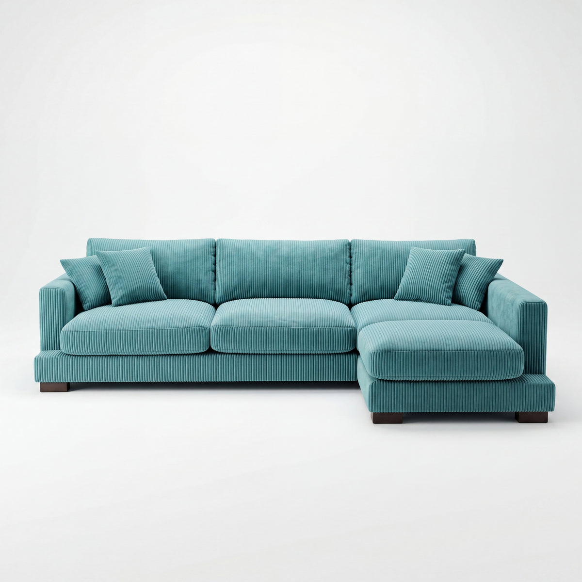 Cloud Chaise Lounge Aqua Corduroy - Front View