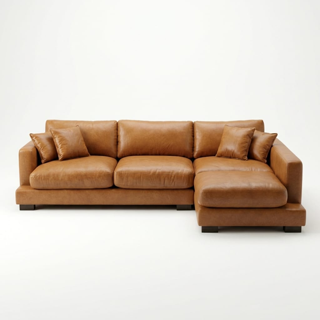 Cloud Chaise Lounge Tan Leather - Front View