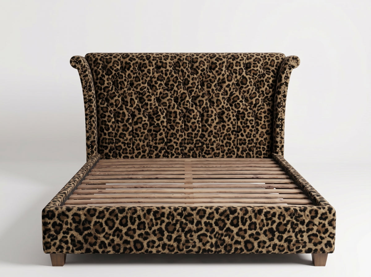 Escala Bedframe - Leopard Print - Lifestyle Setting | Vibe Sofas