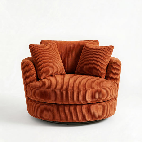 Cuddle Swivel Chair - Burnt Orange - Front View | Vibe Sofas Australia