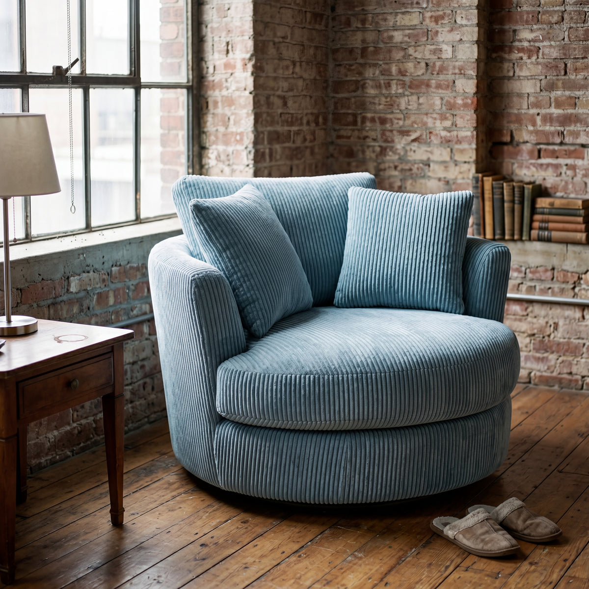 Cuddle Swivel Chair - Aqua — Lifestyle