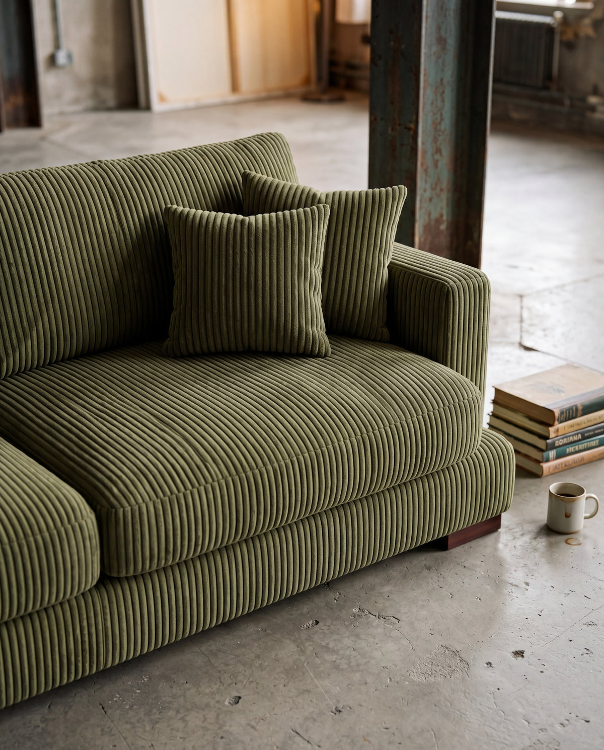 Cloud Chaise Lounge Olive Green Corduroy - Product Image 8