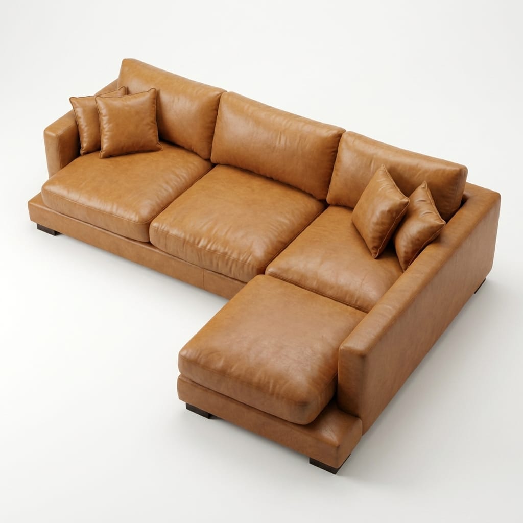 Cloud Chaise Lounge Tan Leather - Alternate Angle
