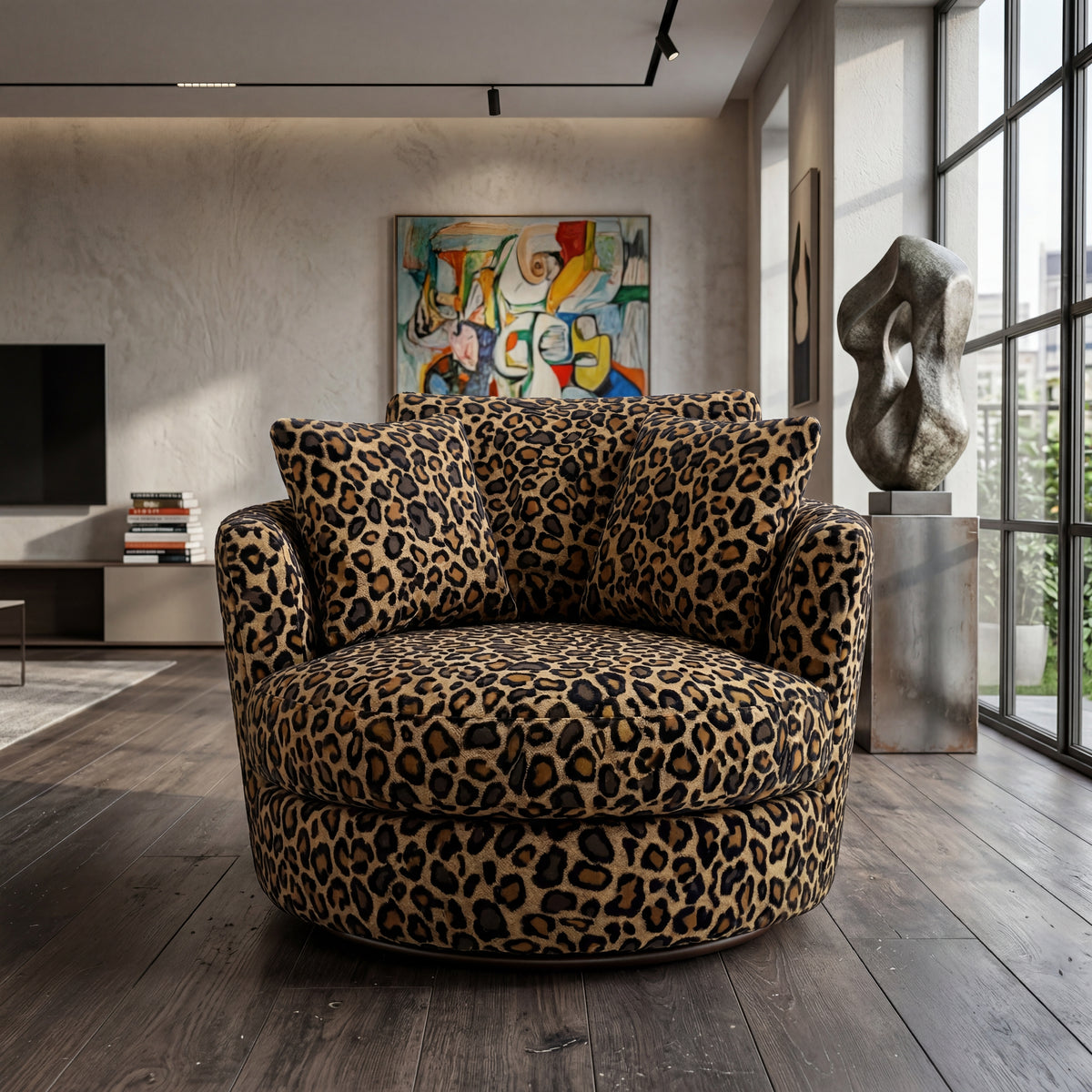 Cuddle Swivel Chair - Leopard - View 10 | Vibe Sofas