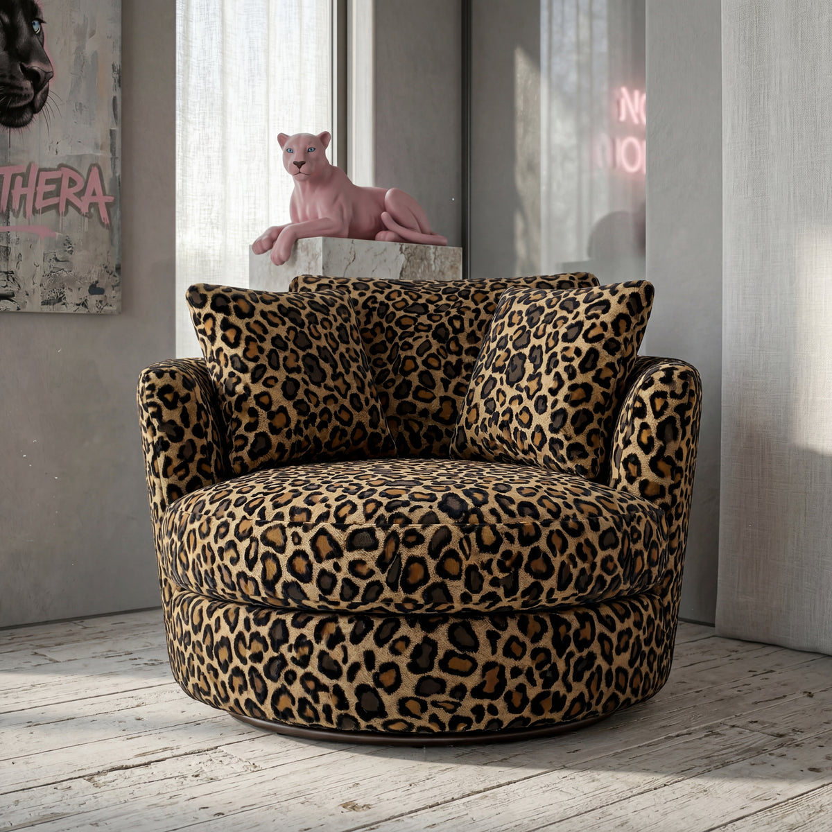 Cuddle Swivel Chair - Leopard - View 11 | Vibe Sofas