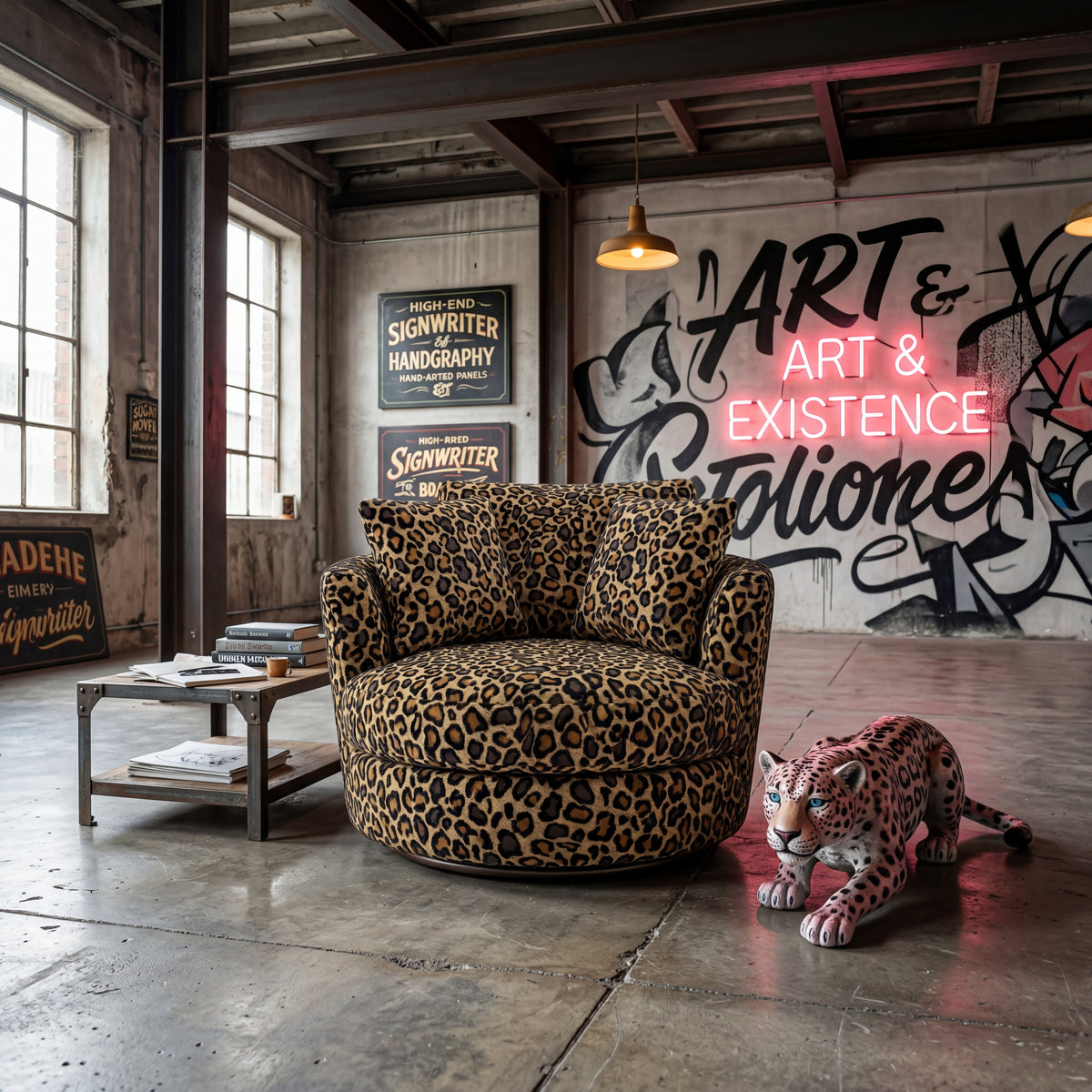 Cuddle Swivel Chair - Leopard — Lifestyle