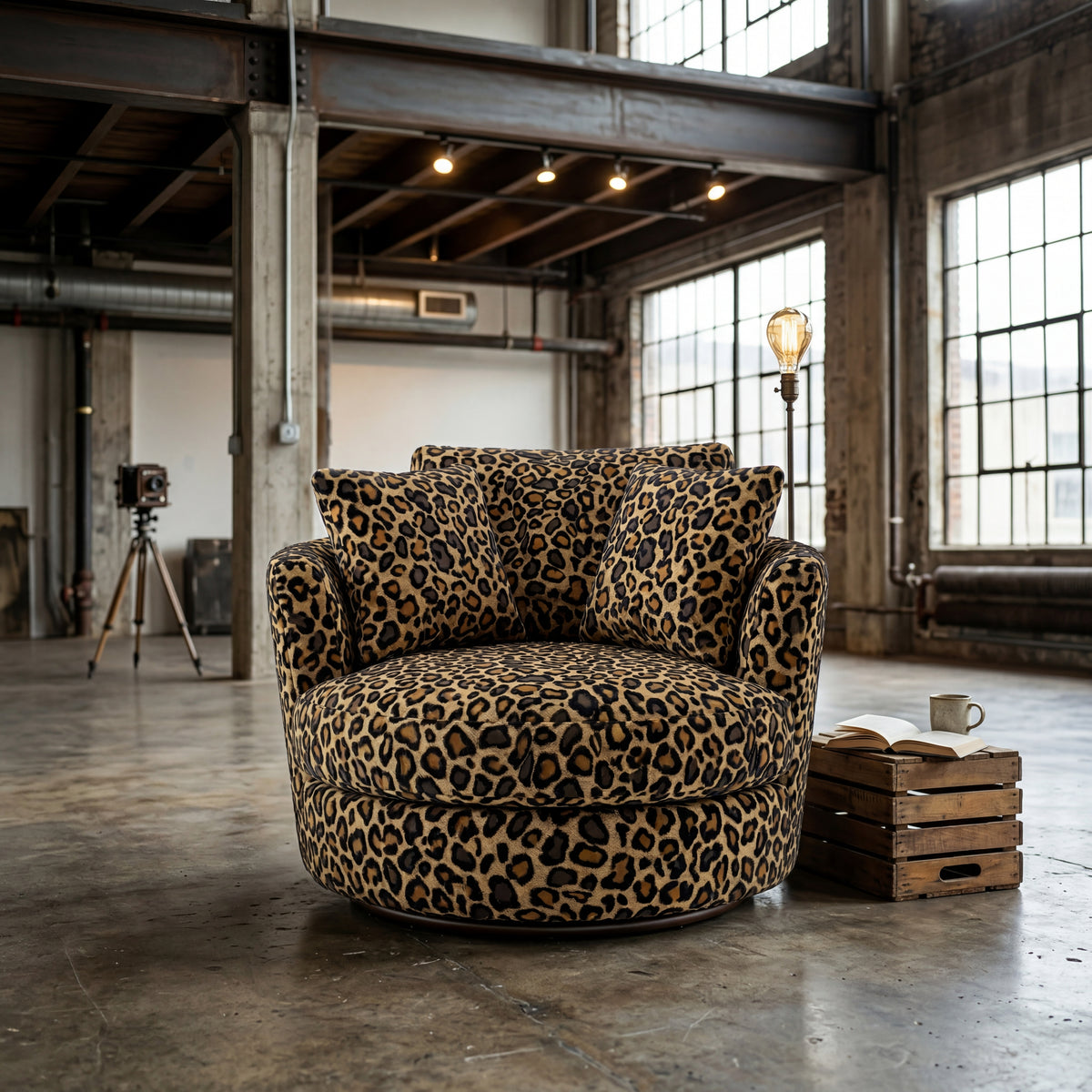 Cuddle Swivel Chair - Leopard - Detail Close-Up | Vibe Sofas