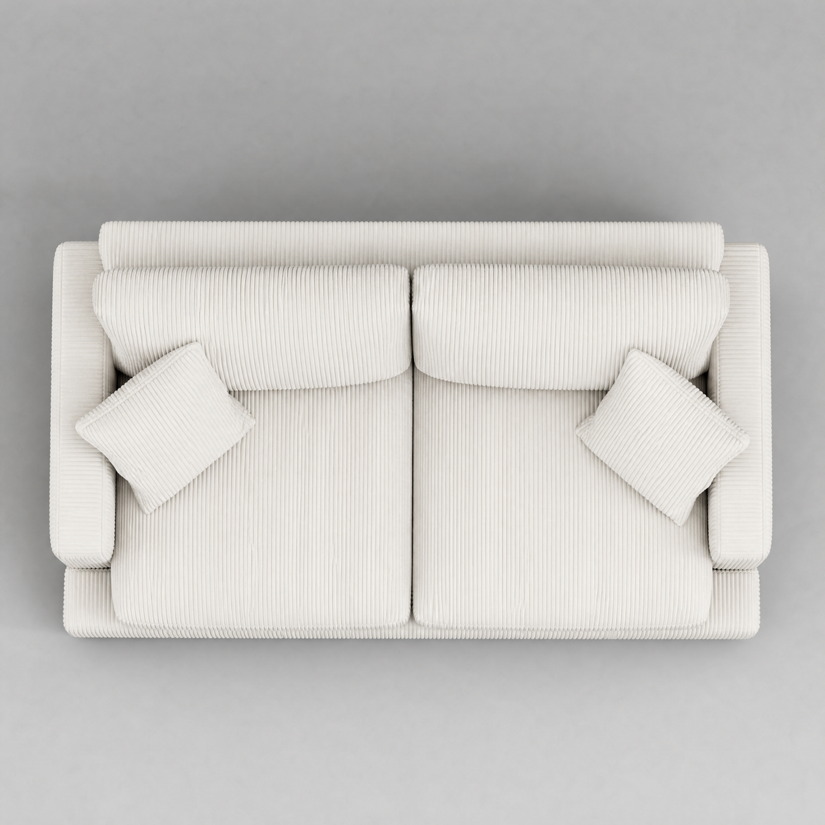 Cloud 2 Seater White Corduroy - Birds Eye View