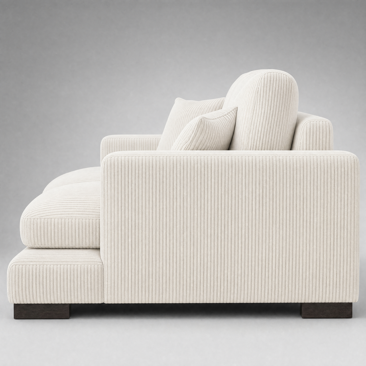 Cloud 2 Seater White Corduroy - Side Profile View