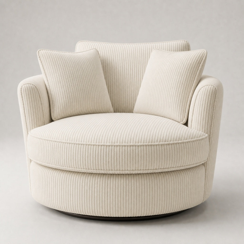 Cuddle Swivel Chair - Cream Corduroy