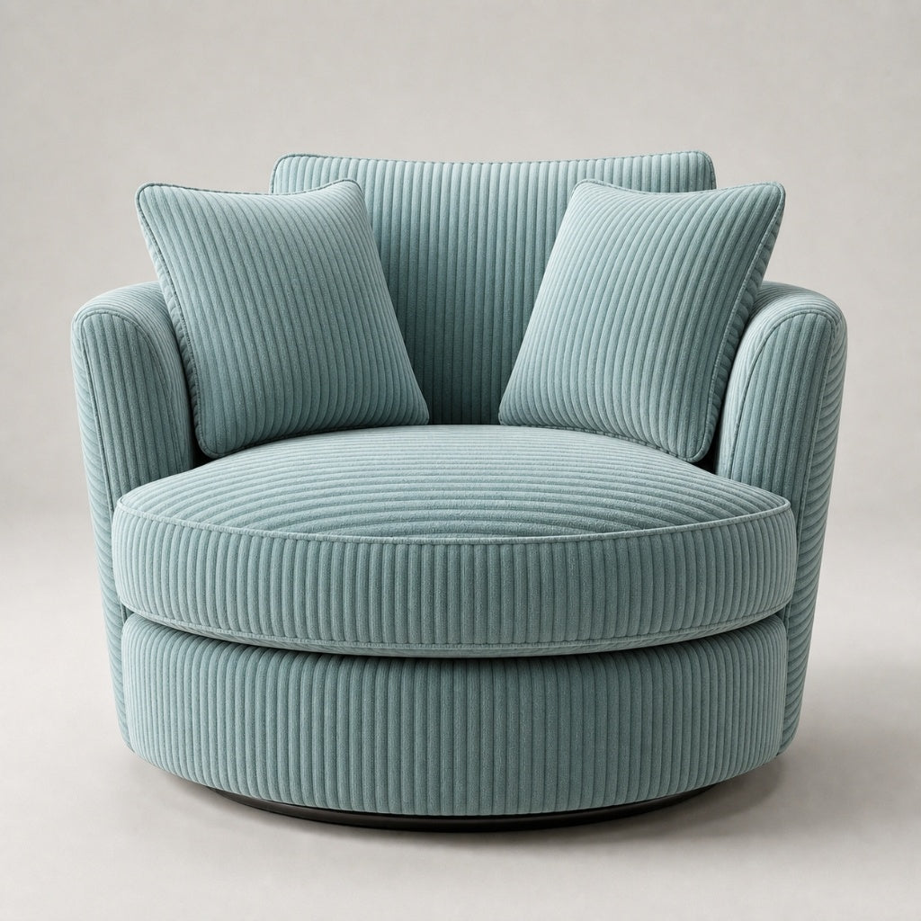 Cuddle Swivel Chair - Sky Blue Corduroy